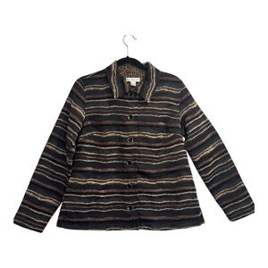 Christopher & Banks Striped Button Front Jacket M Rayon Blend Fall Layering Top